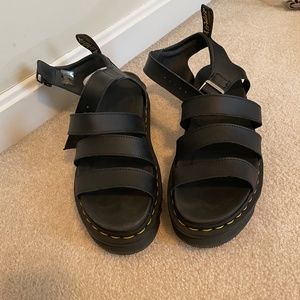 Doc Martens (Dr. Marten's) Women's Black Leather Sandals Size W 10